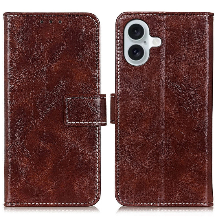 Retro Crazy Horse Texture Horizontal Flip Leather Phone Case, For iPhone 16 Pro Max, For iPhone 16 Pro, For iPhone 16 Plus, For iPhone 16, For iPhone SE 2024, For iPhone 15 Pro Max