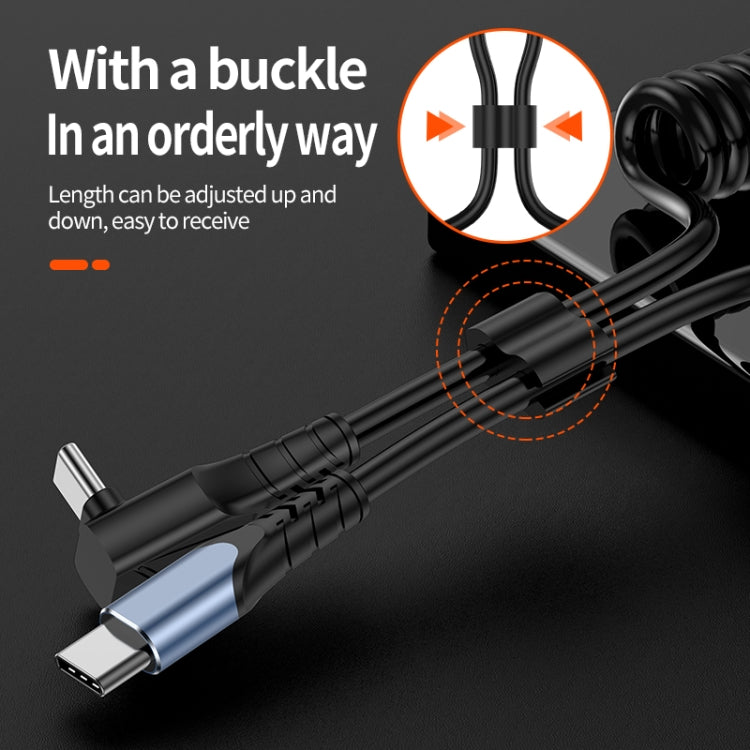 Elbow Spring Charging Data Cable, Length: 1.5m, Type-C to 8 Pin, Type-C to 8 Pin + Type-C