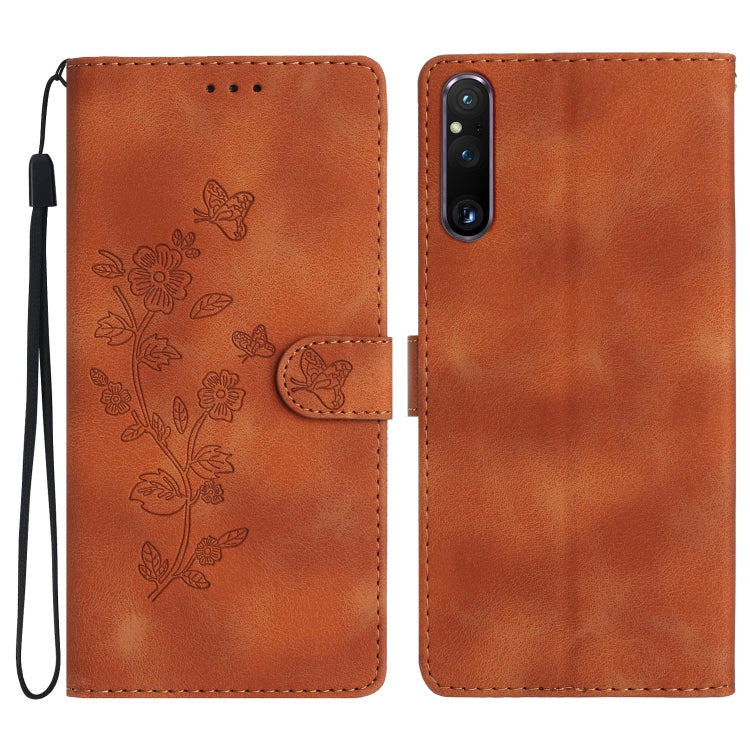 Flower Butterfly Embossing Pattern Leather Phone Case, For Sony Xperia 10 VI, For Sony Xperia 1 VI, For Sony Xperia 1 V, For Sony Xperia 10 V, For Sony Xperia 10 IV