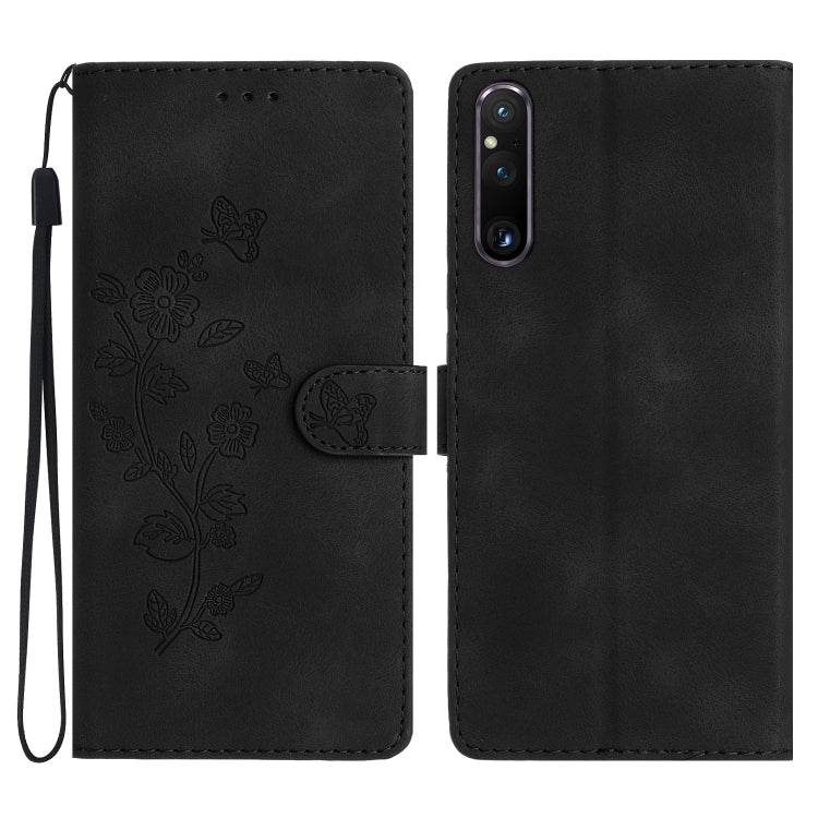 Flower Butterfly Embossing Pattern Leather Phone Case, For Sony Xperia 10 VI, For Sony Xperia 1 VI, For Sony Xperia 1 V, For Sony Xperia 10 V, For Sony Xperia 10 IV