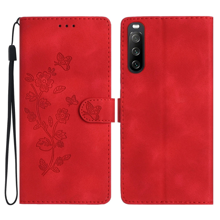 Flower Butterfly Embossing Pattern Leather Phone Case, For Sony Xperia 10 VI, For Sony Xperia 1 VI, For Sony Xperia 1 V, For Sony Xperia 10 V, For Sony Xperia 10 IV