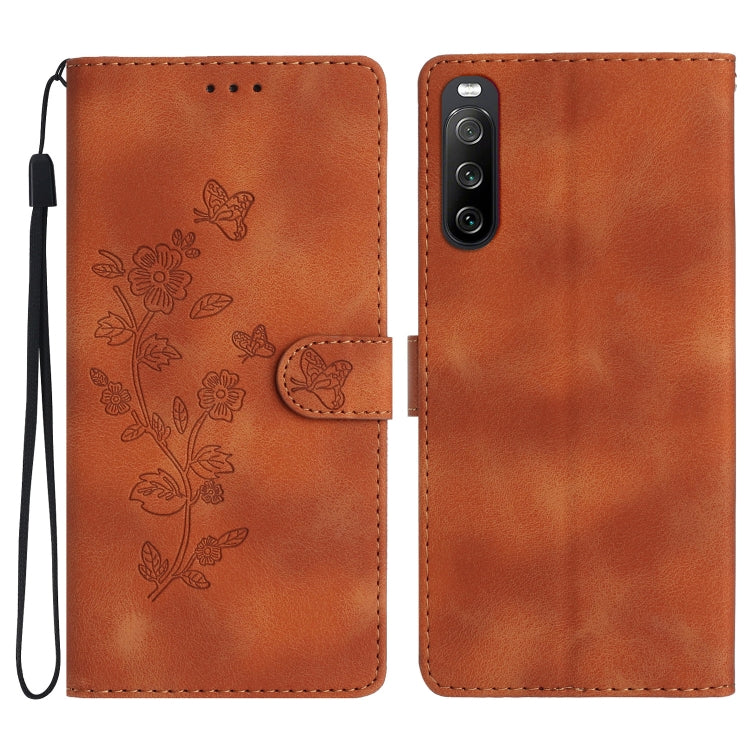 Flower Butterfly Embossing Pattern Leather Phone Case, For Sony Xperia 10 VI, For Sony Xperia 1 VI, For Sony Xperia 1 V, For Sony Xperia 10 V, For Sony Xperia 10 IV