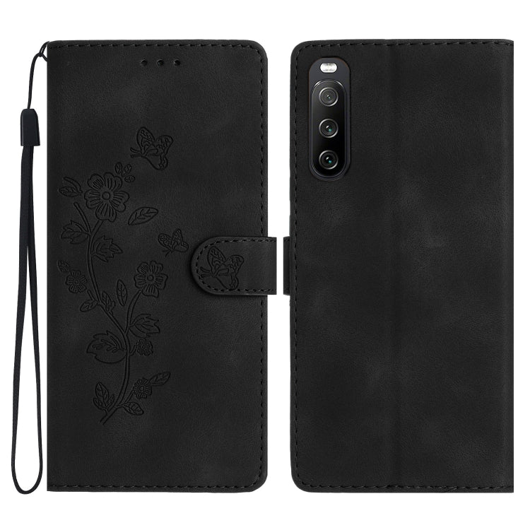 Flower Butterfly Embossing Pattern Leather Phone Case, For Sony Xperia 10 VI, For Sony Xperia 1 VI, For Sony Xperia 1 V, For Sony Xperia 10 V, For Sony Xperia 10 IV