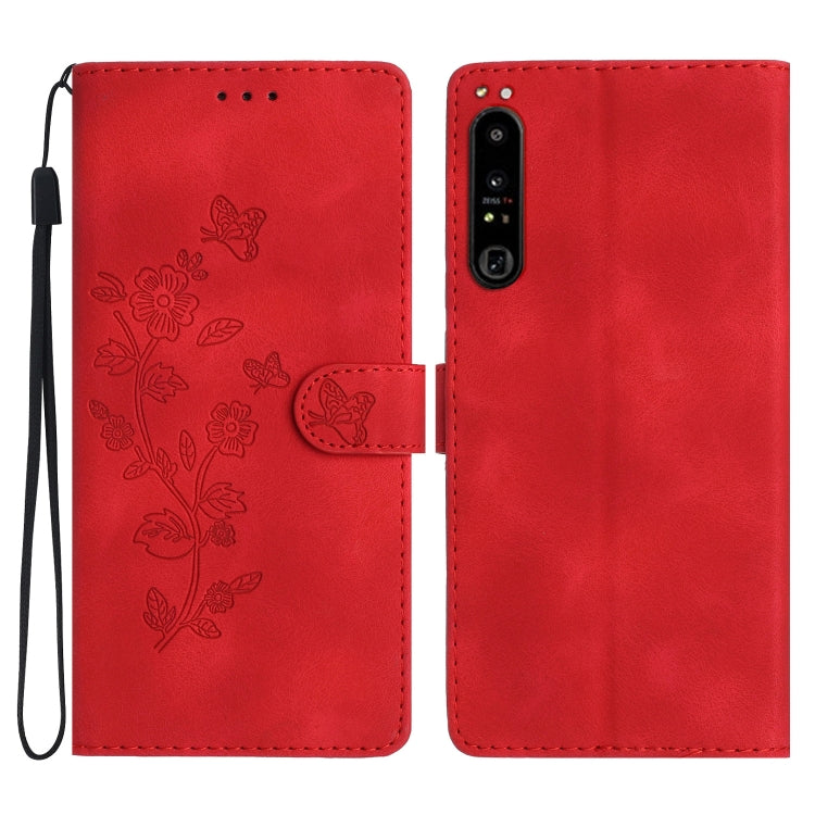 Flower Butterfly Embossing Pattern Leather Phone Case, For Sony Xperia 10 VI, For Sony Xperia 1 VI, For Sony Xperia 1 V, For Sony Xperia 10 V, For Sony Xperia 10 IV