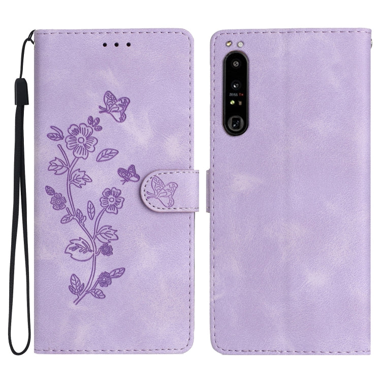 Flower Butterfly Embossing Pattern Leather Phone Case, For Sony Xperia 10 VI, For Sony Xperia 1 VI, For Sony Xperia 1 V, For Sony Xperia 10 V, For Sony Xperia 10 IV