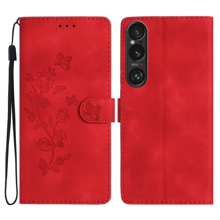 Flower Butterfly Embossing Pattern Leather Phone Case, For Sony Xperia 10 VI, For Sony Xperia 1 VI, For Sony Xperia 1 V, For Sony Xperia 10 V, For Sony Xperia 10 IV