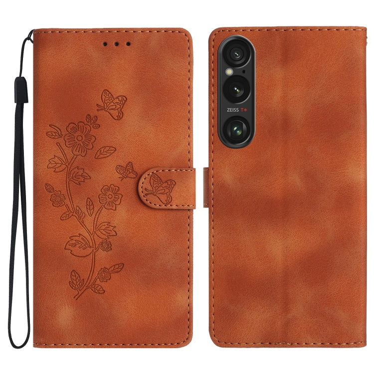 Flower Butterfly Embossing Pattern Leather Phone Case, For Sony Xperia 10 VI, For Sony Xperia 1 VI, For Sony Xperia 1 V, For Sony Xperia 10 V, For Sony Xperia 10 IV