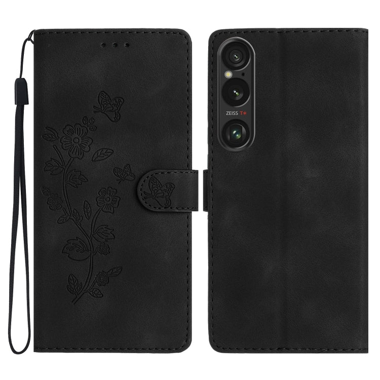 Flower Butterfly Embossing Pattern Leather Phone Case, For Sony Xperia 10 VI, For Sony Xperia 1 VI, For Sony Xperia 1 V, For Sony Xperia 10 V, For Sony Xperia 10 IV