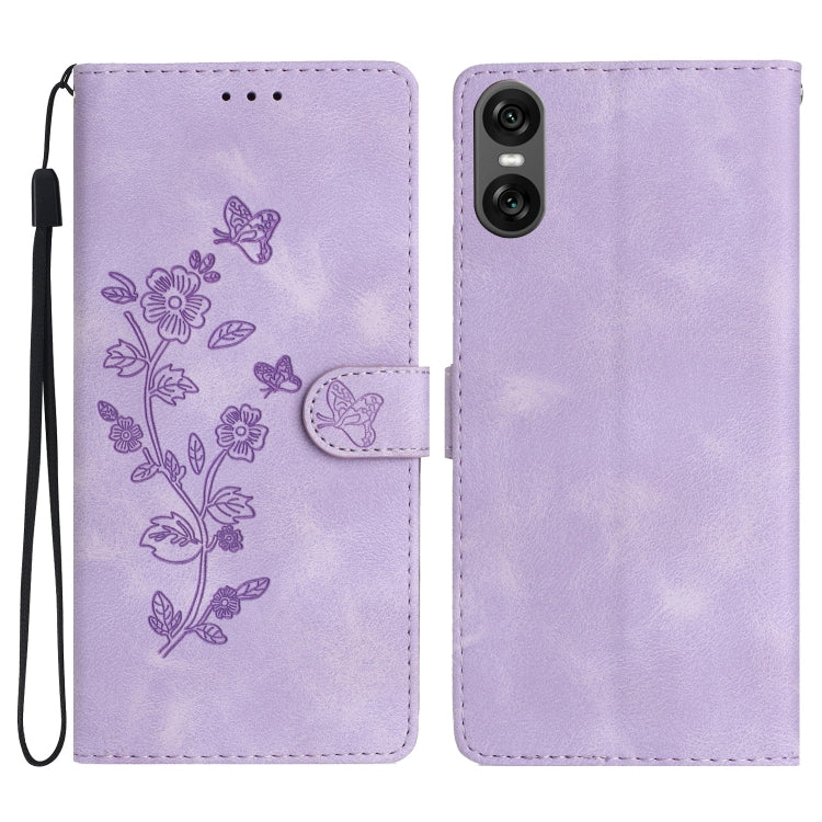 Flower Butterfly Embossing Pattern Leather Phone Case, For Sony Xperia 10 VI, For Sony Xperia 1 VI, For Sony Xperia 1 V, For Sony Xperia 10 V, For Sony Xperia 10 IV