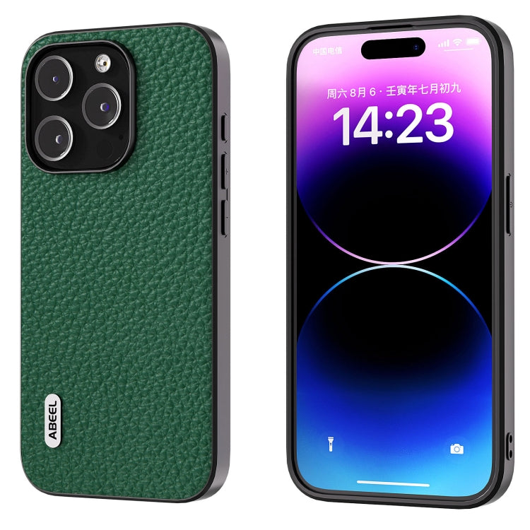 ABEEL Genuine Leather Litchi Texture Phone Case, For iPhone 15 Plus, For iPhone 15, For iPhone 14 Plus, For iPhone 14, For iPhone 14 Pro, For iPhone 14 Pro Max