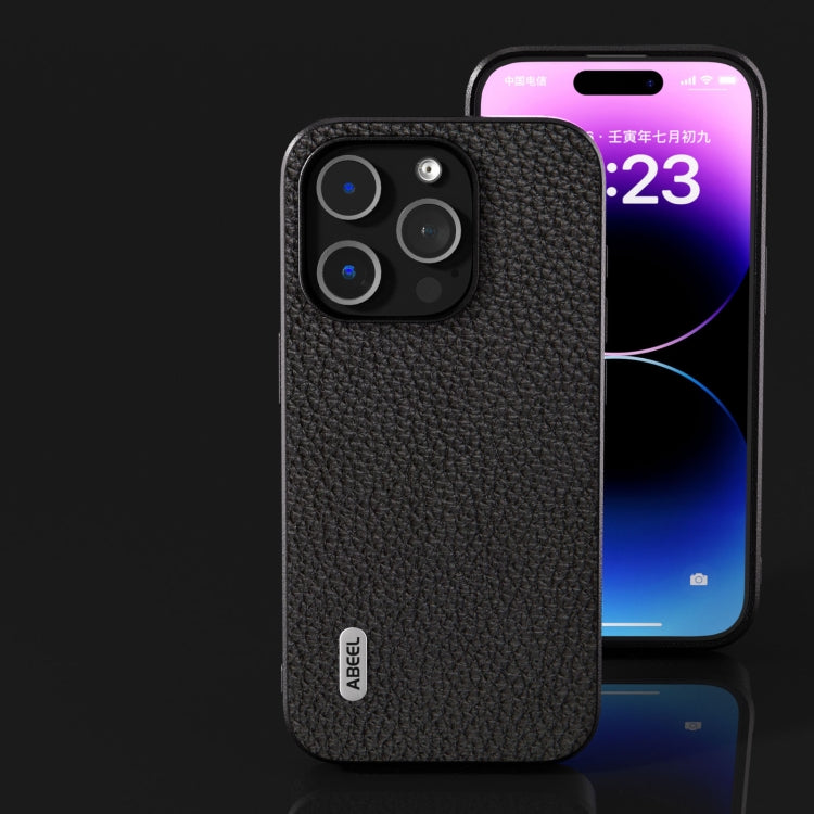 ABEEL Genuine Leather Litchi Texture Phone Case, For iPhone 15 Plus, For iPhone 15, For iPhone 14 Plus, For iPhone 14, For iPhone 14 Pro, For iPhone 14 Pro Max