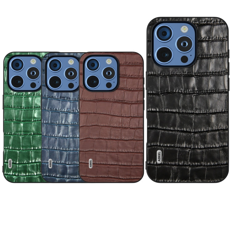 ABEEL Crocodile Texture Genuine Leather Phone Case, For iPhone 16 Pro Max, For iPhone 16 Pro, For iPhone 16 Plus, For iPhone 16, For iPhone 15 Pro Max, For iPhone 15 Pro, For iPhone 15 Plus, For iPhone 15