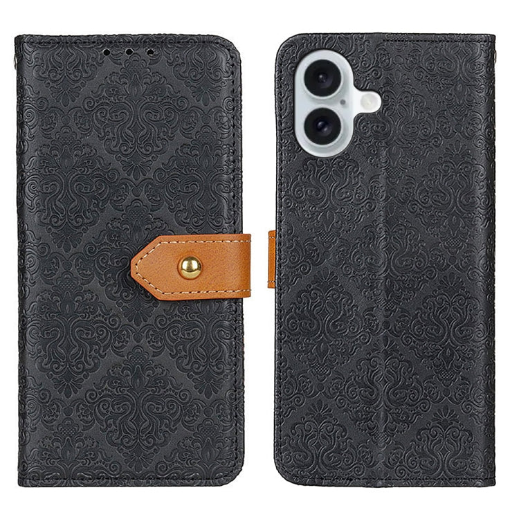 European Floral Embossed Leather Phone Case, For iPhone 16 Pro Max, For iPhone 16 Pro, For iPhone 16 Plus, For iPhone 16, For iPhone SE 2024, For iPhone 15 Pro Max, For iPhone 15 Pro, For iPhone 15 Plus, For iPhone 15