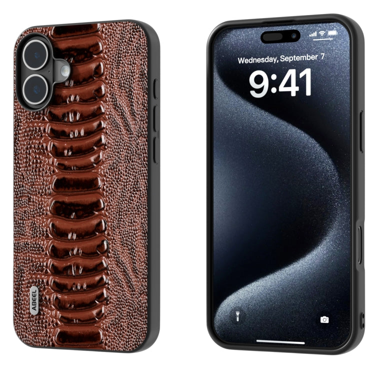 ABEEL Genuine Leather Weilai Series Phone Case, For iPhone 16 Pro Max, For iPhone 16 Pro, For iPhone 16 Plus, For iPhone 16, For iPhone 15 Pro Max, For iPhone 15 Pro, For iPhone 15 Plus, For iPhone 15