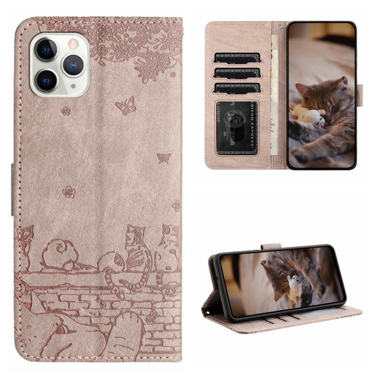 Cat Embossing Pattern Leather Phone Case with Lanyard, For iPhone 12, For iPhone 12 Pro Max, For iPhone 12 mini, For iPhone 11 Pro Max, For iPhone 11, For iPhone 11 Pro