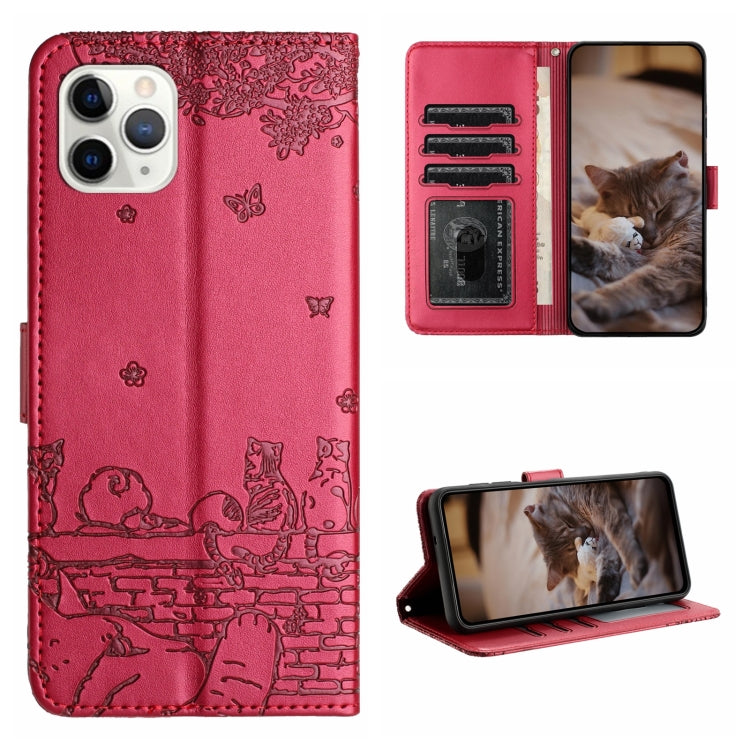 Cat Embossing Pattern Leather Phone Case with Lanyard, For iPhone 12, For iPhone 12 Pro Max, For iPhone 12 mini, For iPhone 11 Pro Max, For iPhone 11, For iPhone 11 Pro