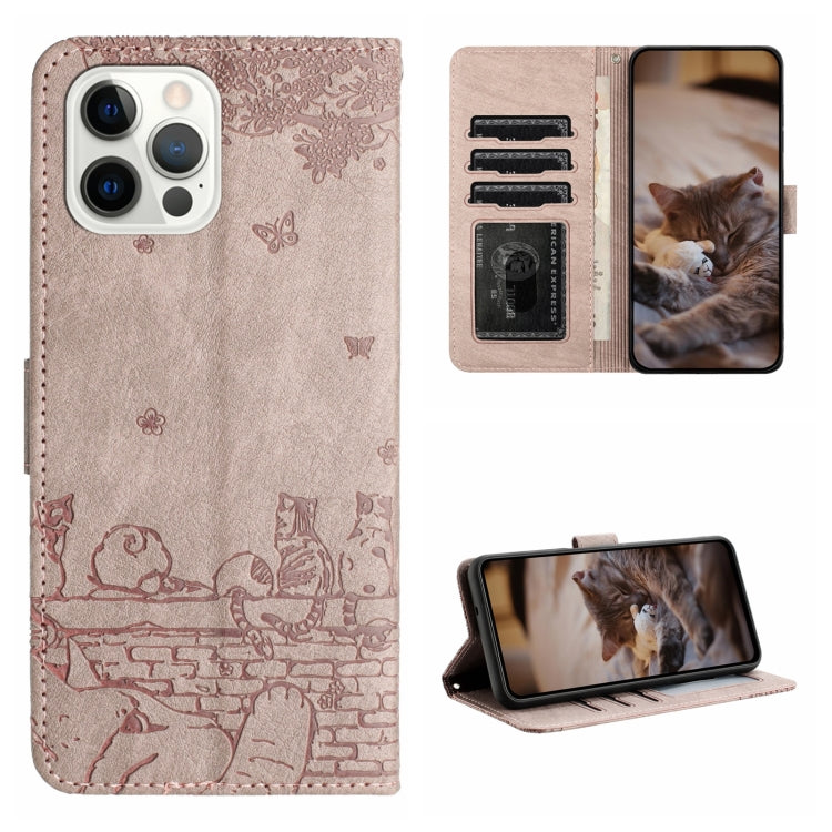 Cat Embossing Pattern Leather Phone Case with Lanyard, For iPhone 12, For iPhone 12 Pro Max, For iPhone 12 mini, For iPhone 11 Pro Max, For iPhone 11, For iPhone 11 Pro