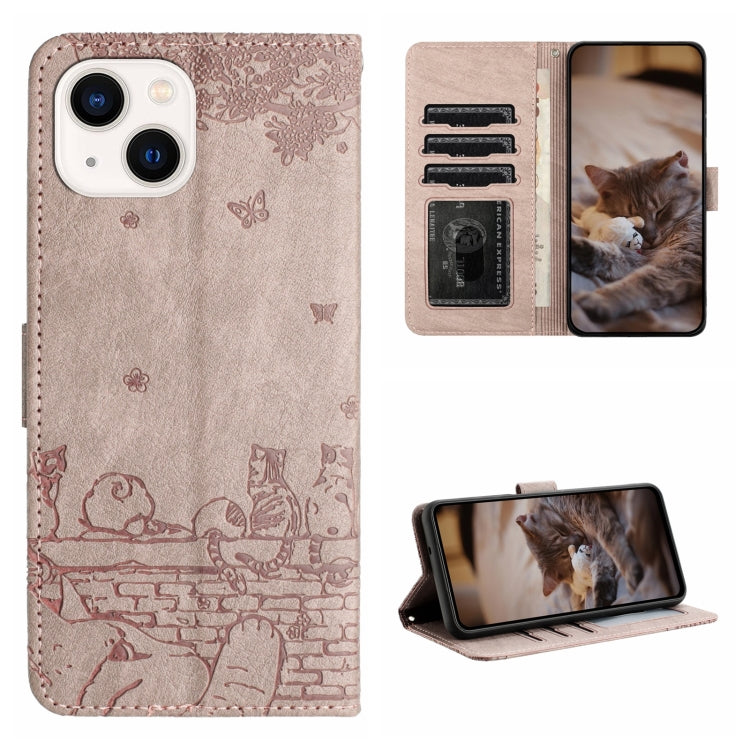 Cat Embossing Pattern Leather Phone Case with Lanyard, For iPhone 14 Pro Max, For iPhone 7 / 8 / SE 2020 / SE 2022, For iPhone 13 Pro Max, For iPhone 13 Pro, For iPhone 13, For iPhone 13 mini