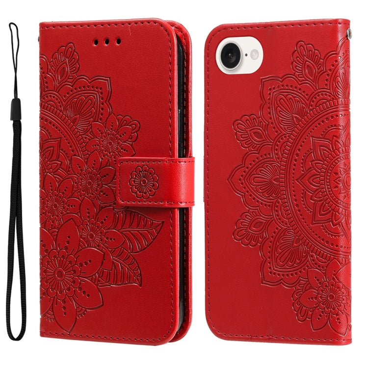 Seven-petal Flowers Embossing Leather Phone Case, For iPhone 16 Pro Max, For iPhone 16 Pro, For iPhone 16 Plus, For iPhone 16, For iPhone SE 20224, For iPhone 15 Pro Max