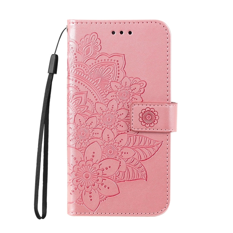 Seven-petal Flowers Embossing Leather Phone Case, For iPhone 16 Pro Max, For iPhone 16 Pro, For iPhone 16 Plus, For iPhone 16, For iPhone SE 20224, For iPhone 15 Pro Max