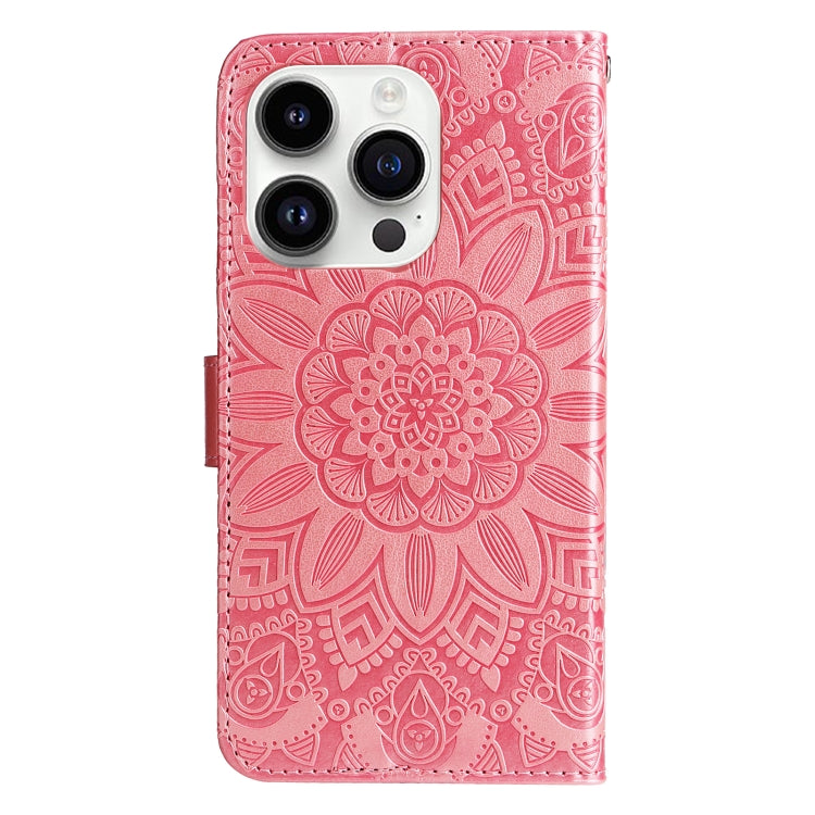 Embossed Sunflower Leather Phone Case, For iPhone 15 Pro, For iPhone 15 Plus, For iPhone 15