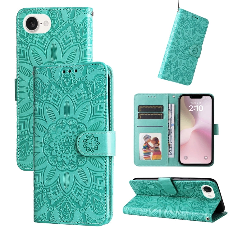 Embossed Sunflower Leather Phone Case, For iPhone 16 Pro Max, For iPhone 16 Pro, For iPhone 16 Plus, For iPhone 16, For iPhone SE 20224, For iPhone 15 Pro Max