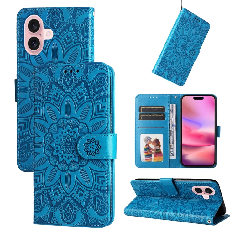 Embossed Sunflower Leather Phone Case, For iPhone 16 Pro Max, For iPhone 16 Pro, For iPhone 16 Plus, For iPhone 16, For iPhone SE 20224, For iPhone 15 Pro Max