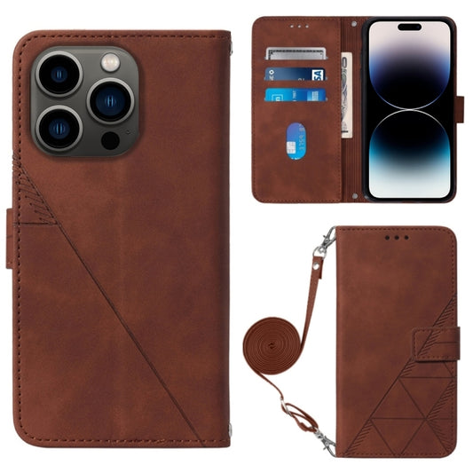 Crossbody 3D Embossed Flip Leather Phone Case, For iPhone 15 Pro, For iPhone 15 Plus, For iPhone 15, For iPod Touch 7 / 6 / 5