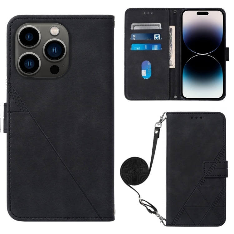 Crossbody 3D Embossed Flip Leather Phone Case, For iPhone 15 Pro, For iPhone 15 Plus, For iPhone 15, For iPod Touch 7 / 6 / 5