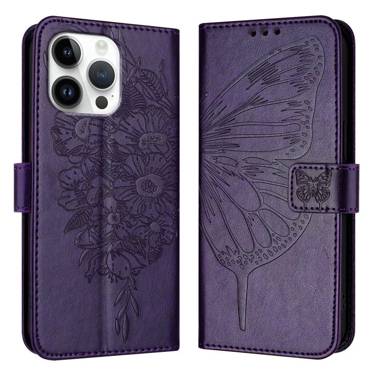 Embossed Butterfly Leather Phone Case, For iPhone 16 Pro Max, For iPhone 16 Pro, For iPhone 16 Plus, For iPhone 16