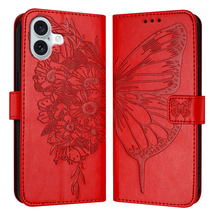 Embossed Butterfly Leather Phone Case, For iPhone 16 Pro Max, For iPhone 16 Pro, For iPhone 16 Plus, For iPhone 16