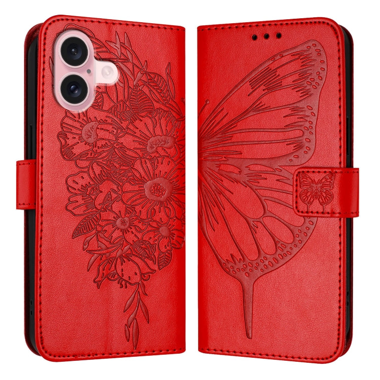 Embossed Butterfly Leather Phone Case, For iPhone 16 Pro Max, For iPhone 16 Pro, For iPhone 16 Plus, For iPhone 16