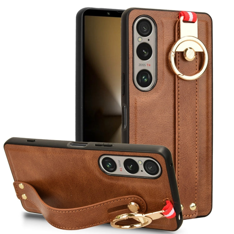 Wristband Leather Back Phone Case, For Sony Xperia 10 VI, For Sony Xperia 1 VI, For Sony Xperia 5 IV, For Sony Xperia 1 IV, For Sony Xperia 10 IV, For Sony Xperia 5 III