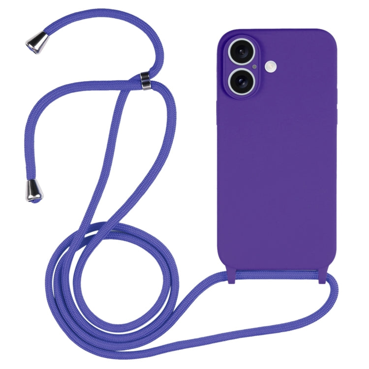 Crossbody Lanyard Liquid Silicone Case, For iPhone 16 Plus, For iPhone 16