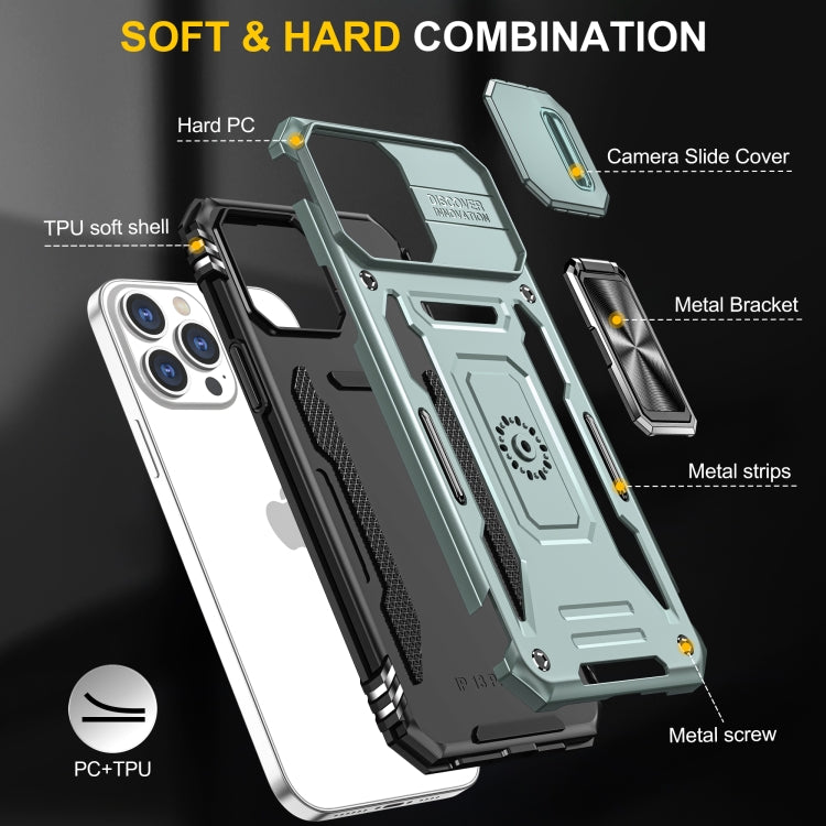 Armor PC + TPU Camera Shield Phone Case, For iPhone 15 Pro Max, For iPhone 15 Pro, For iPhone 15 Plus, For iPhone 15