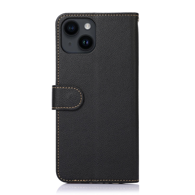 KHAZNEH Litchi Texture Leather RFID Phone Case, For iPhone 15, For iPhone 14 Plus, For iPhone 14, For iPhone 14 Pro, For iPhone 14 Pro Max