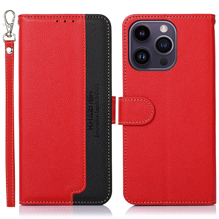 KHAZNEH Litchi Texture Leather RFID Phone Case, For iPhone 16 Pro Max, For iPhone 16 Pro, For iPhone 16 Plus, For iPhone 16, For iPhone SE 2024, For iPhone 15 Pro Max, For iPhone 15 Pro, For iPhone 15 Plus