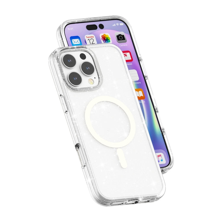 Terminator Style Glitter Powder MagSafe Magnetic Phone Case, For iPhone 16 Pro Max, For iPhone 16 Pro, For iPhone 16 Plus, For iPhone 16, For iPhone 15 Pro Max, For iPhone 15 Pro