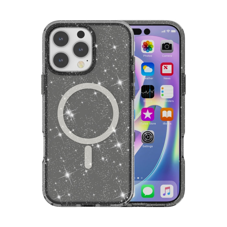 Terminator Style Glitter Powder MagSafe Magnetic Phone Case, For iPhone 16 Pro Max, For iPhone 16 Pro, For iPhone 16 Plus, For iPhone 16, For iPhone 15 Pro Max, For iPhone 15 Pro