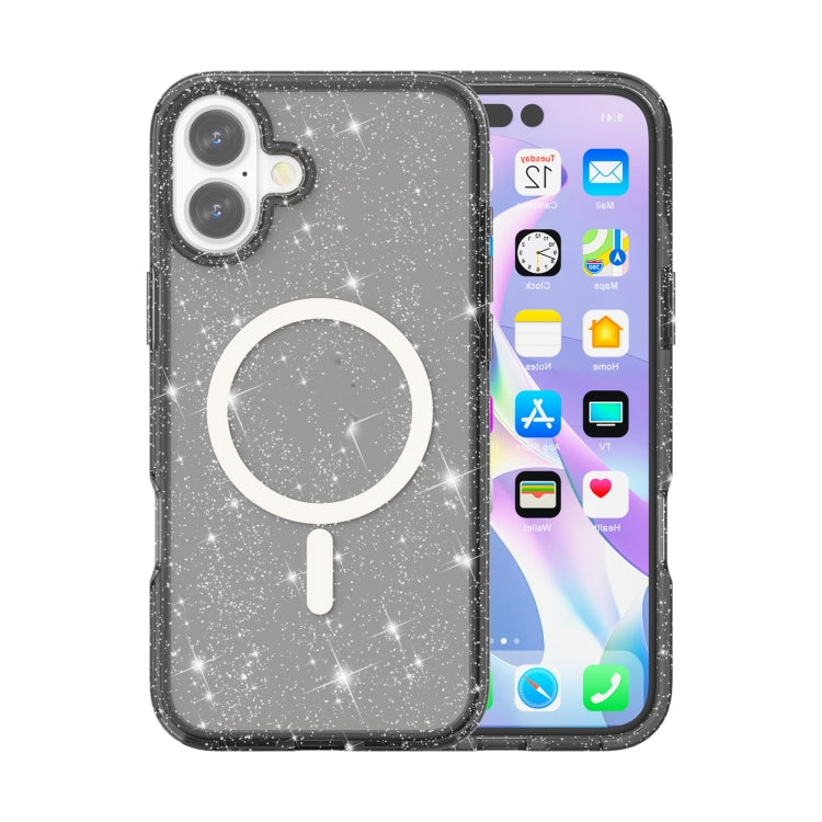 Terminator Style Glitter Powder MagSafe Magnetic Phone Case, For iPhone 16 Pro Max, For iPhone 16 Pro, For iPhone 16 Plus, For iPhone 16, For iPhone 15 Pro Max, For iPhone 15 Pro