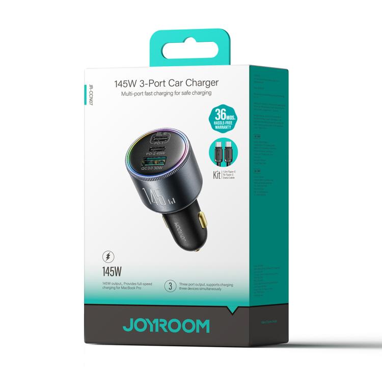 JOYROOM JR-CCN07 145W Dual PD+QC3.0 3-Port Car Charger