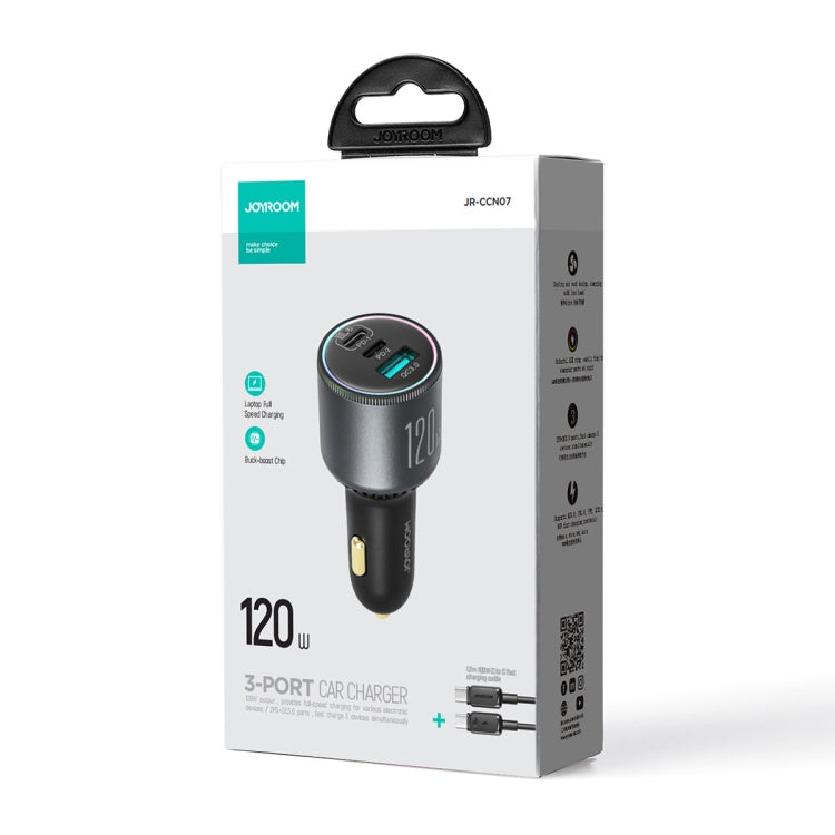 JOYROOM JR-CCN07 120W Dual PD+QC3.0 3-Port Car Charger, JR-CCN07