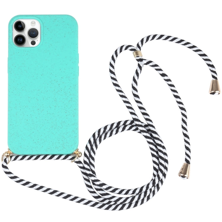 Wheat Straw TPU Shockproof Phone Case with Neck Lanyard, For iPhone 16, For iPhone 15 Pro Max, For iPhone 15 Pro