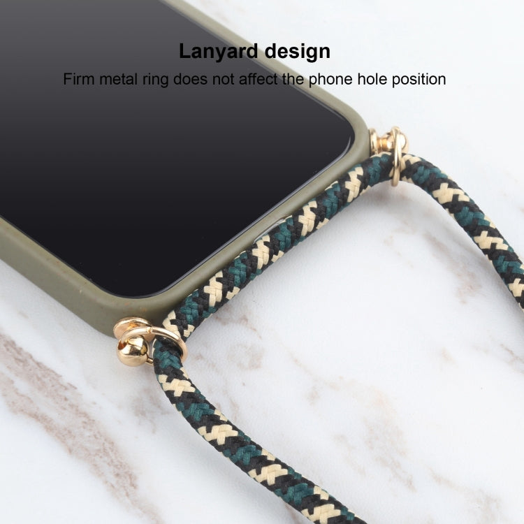 Wheat Straw TPU Shockproof Phone Case with Neck Lanyard, For iPhone 15 Plus, For iPhone 15