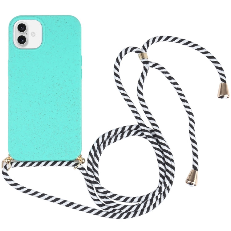 Wheat Straw TPU Shockproof Phone Case with Neck Lanyard, For iPhone 16 Pro Max, For iPhone 16 Pro, For iPhone 16 Plus, For iPhone 16