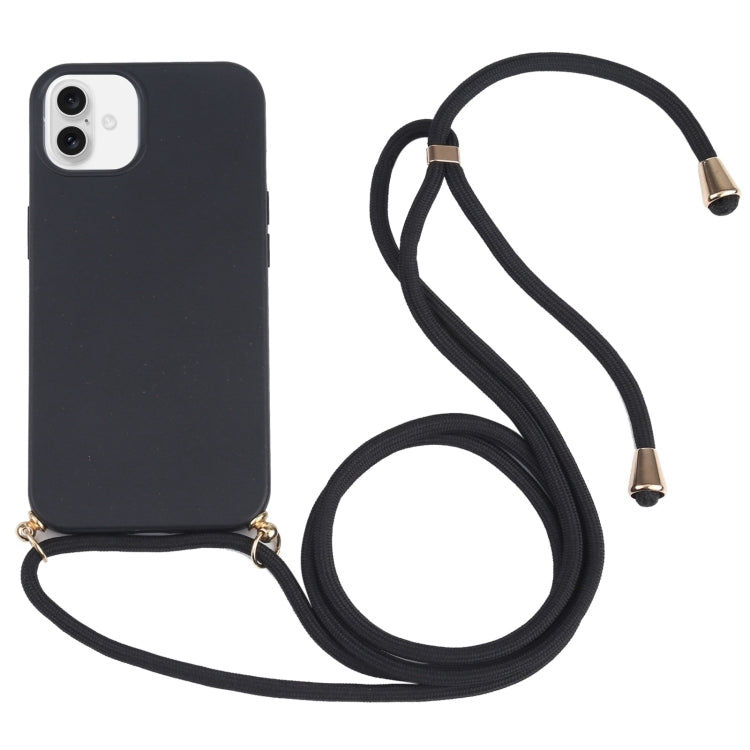 Wheat Straw TPU Shockproof Phone Case with Neck Lanyard, For iPhone 16 Pro Max, For iPhone 16 Pro, For iPhone 16 Plus, For iPhone 16