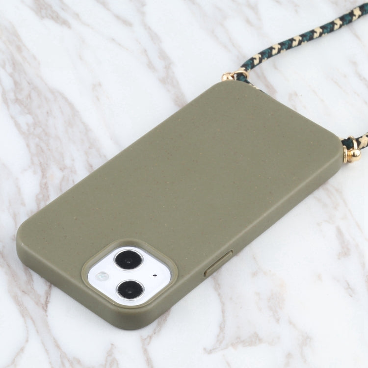 Wheat Straw TPU Shockproof Phone Case with Neck Lanyard, For iPhone 16, For iPhone 15 Pro Max, For iPhone 15 Pro