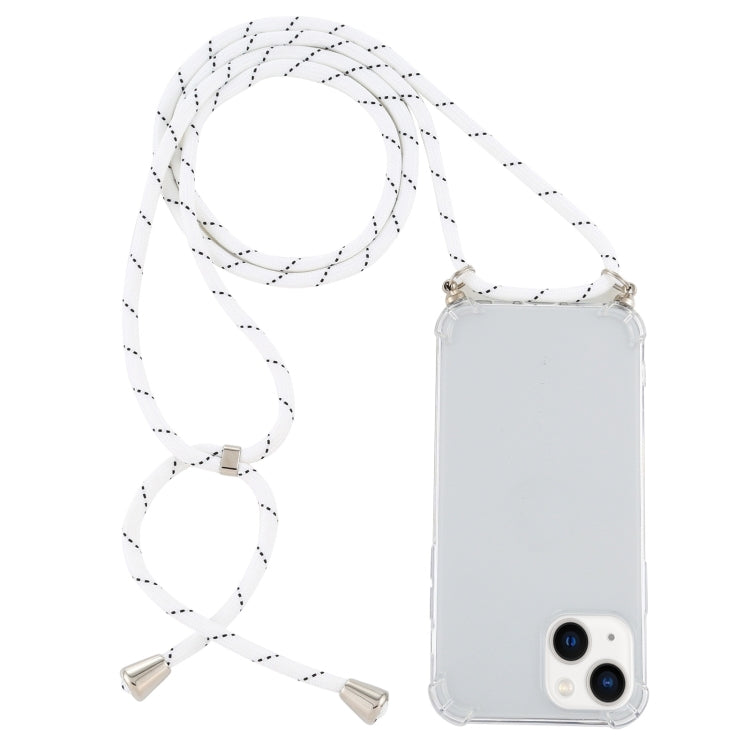 Four-Corner Shockproof Transparent TPU Case with Lanyard, For iPhone 15