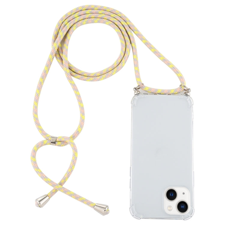 Four-Corner Shockproof Transparent TPU Case with Lanyard, For iPhone 15