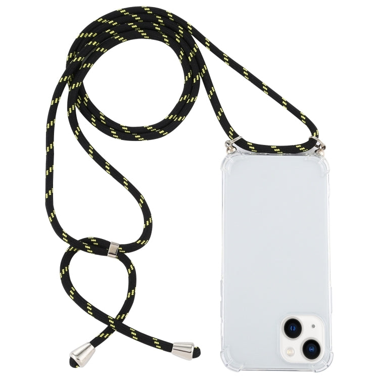 Four-Corner Shockproof Transparent TPU Case with Lanyard, For iPhone 15